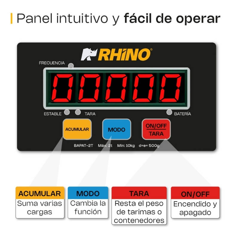 BAPAT-2T RHINO Báscula de Patín 2 Toneladas con Indicador Integrado - Imagen 13