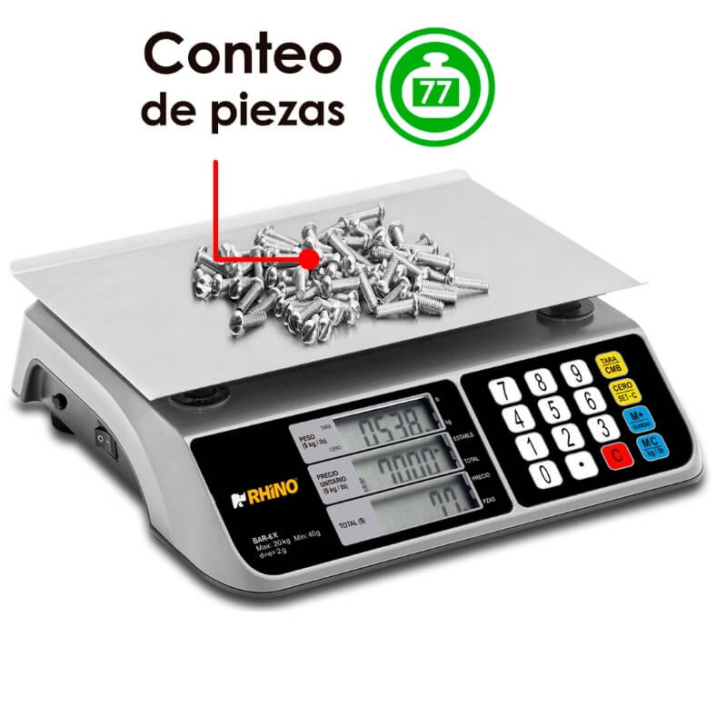 BAR-6 RHINO Bascula Peso - Precio Multifunciones 20 kg - Imagen 2