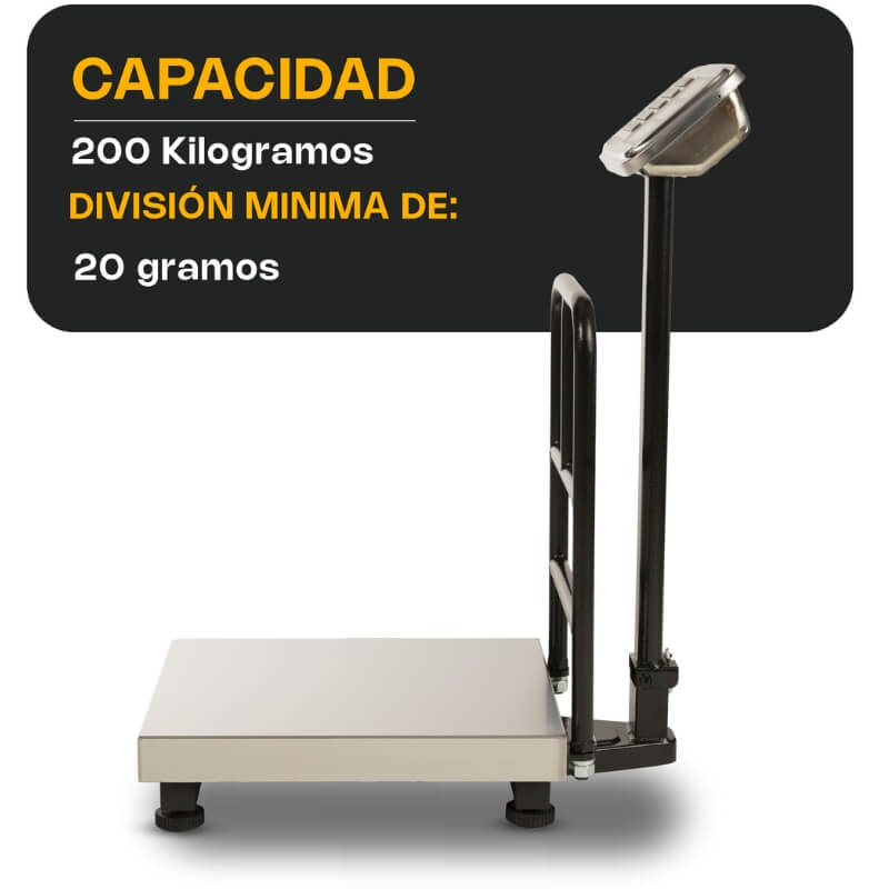 BP-200 RHINO Báscula de Plataforma Plegable con Indicador de Acero Inoxidable 200 kg - Imagen 2