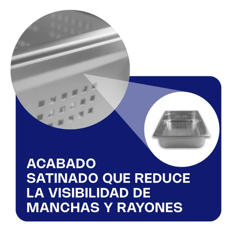 INAPE-4 CALEDONIA Inserto Perforado Entero 4" / 13.3 Litros de Acero Inoxidable 53.5 x 33 x 10.16 cm - Imagen 3
