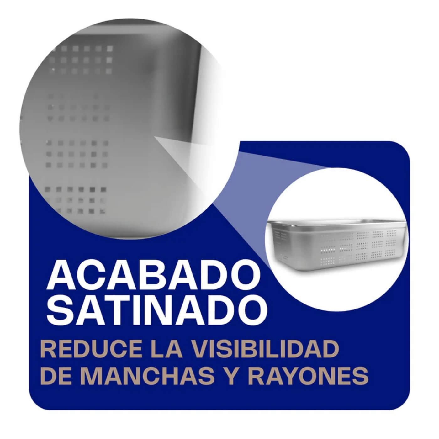 INAPE-8 CALEDONIA Inserto Perforado Entero 8" / 26.5 Litros de Acero Inoxidable 53.5 x 33 x 20.32 cm - Imagen 3