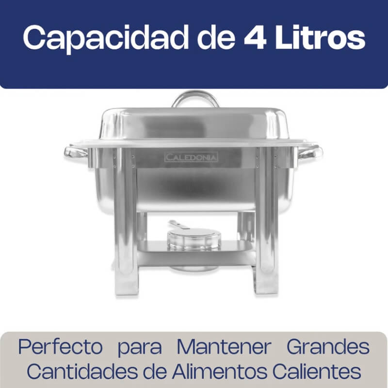 CHEME-4 CALEDONIA Chafer Económico Medio 4 Litros de Acero Inoxidable - Imagen 3