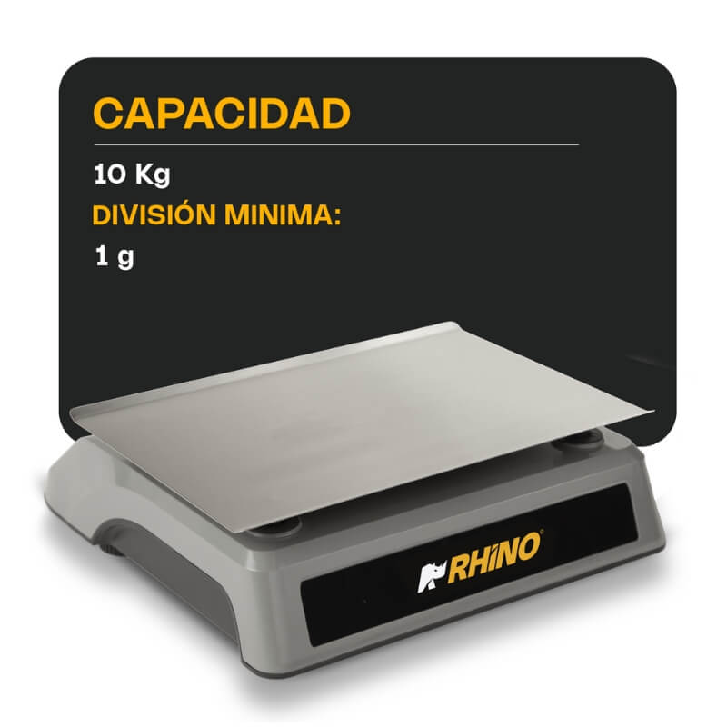 BAPO-10X RHINO Báscula Porcionadora con Puerto USB, 10 kg - Imagen 2