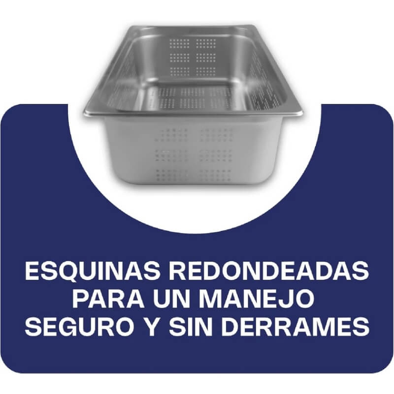 INAPE-6 CALEDONIA Inserto Perforado Entero 6" / 20 Litros de Acero Inoxidable 53.5 x 33 x 15.24 cm - Imagen 5