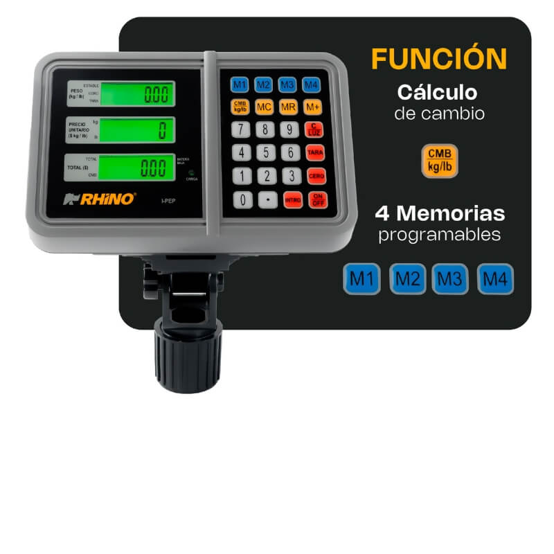 I-PEP RHINO Indicador para Plataforma Peso, Precio y Total - Imagen 4