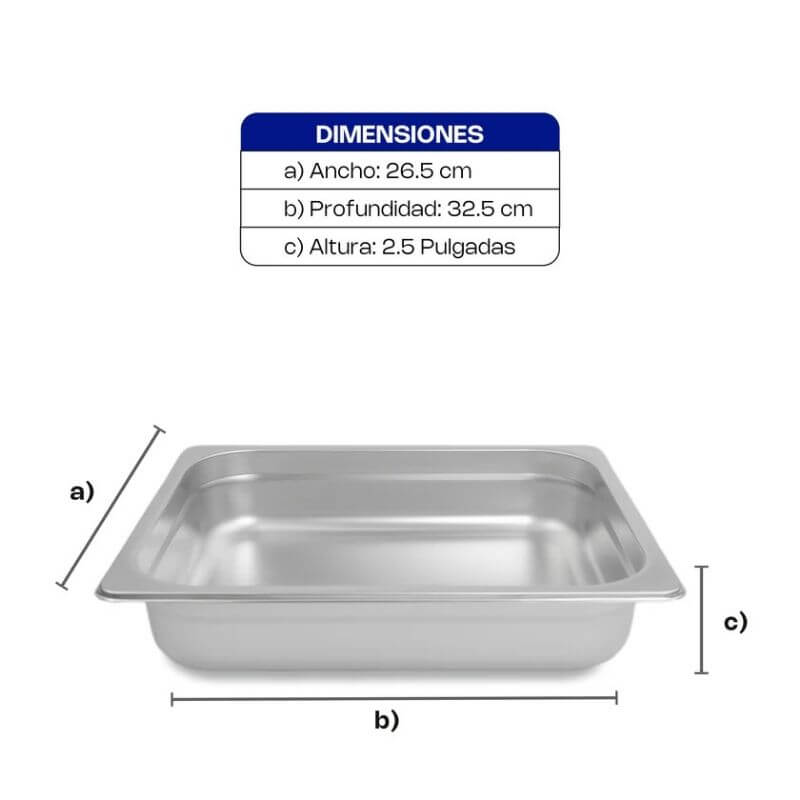 INAM-2.5 CALEDONIA Inserto Medio 2.5" / 3.8 Litros de Acero Inoxidable 32.5 x 26.5 x 6.35 cm - Imagen 5