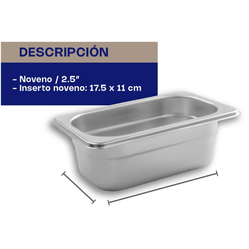 INAN-2.5 CALEDONIA Inserto Noveno 2.5" / 0.7 Litros de Acero Inoxidable 17.5 x 11 x 6.35 cm - Imagen 5