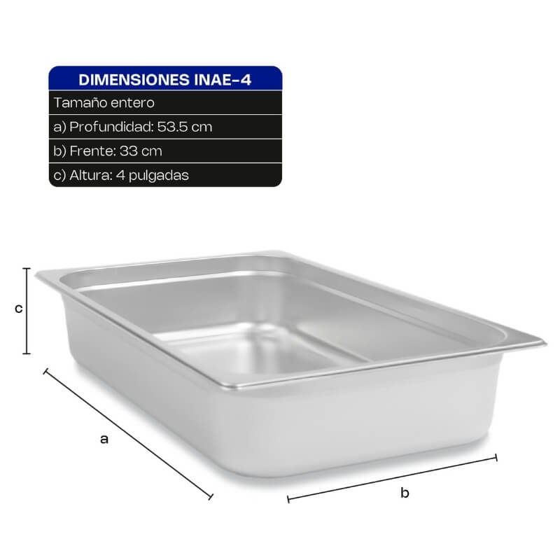INAE-4 CALEDONIA Inserto Entero 4" / 13.3 Litros de Acero Inoxidable 33 x 53.5 x 10.16 cm - Imagen 6