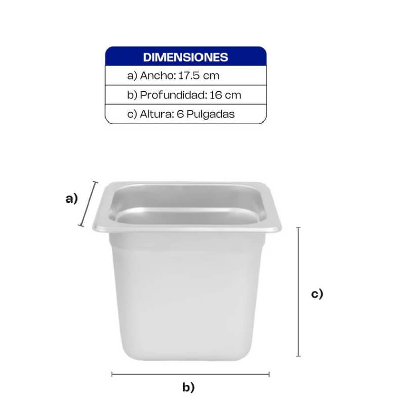 INAS-6 CALEDONIA Inserto Sexto 6" / 4.1 Litros de Acero Inoxidable 17.5 x 16 x 15.24 cm - Imagen 6