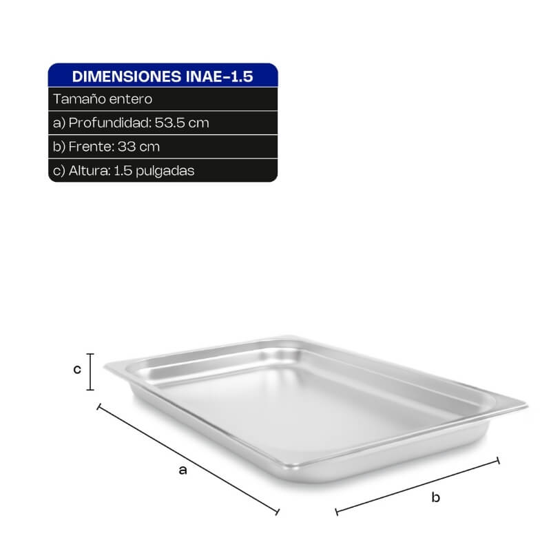 INAE-1.5 CALEDONIA Inserto Entero 1.5" / 4.8 Litros de Acero Inoxidable 33 x 53.5 x 3.81 cm - Imagen 7