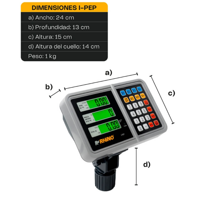 I-PEP RHINO Indicador para Plataforma Peso, Precio y Total - Imagen 7