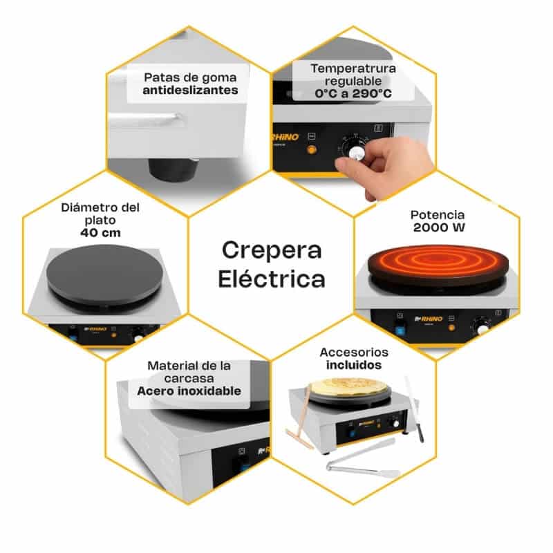 CREPE-40 RHINO Crepera Eléctrica con Plato de 40 cm - Imagen 9