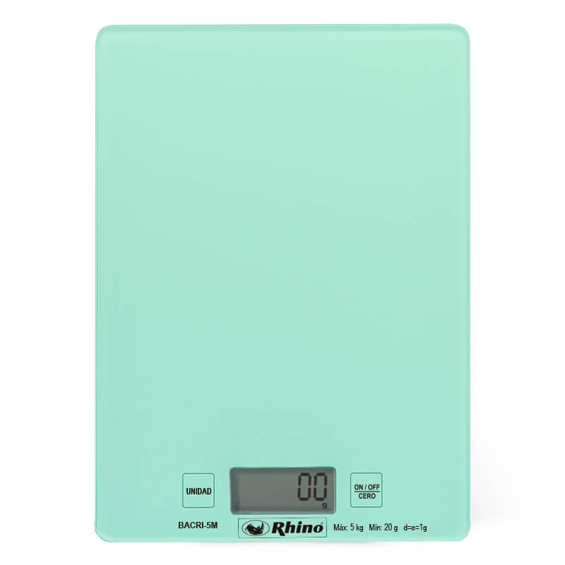 BACRI-5M RHINO Báscula de Cocina con Plato Rectangular de Vidrio Templado 5 kg - Imagen 2