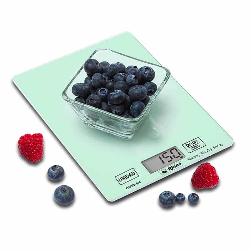 BACRI-5M RHINO Báscula de Cocina con Plato Rectangular de Vidrio Templado 5 kg - Imagen 3