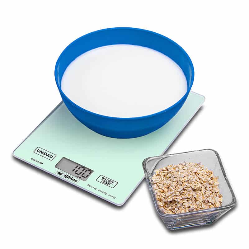 BACRI-5M RHINO Báscula de Cocina con Plato Rectangular de Vidrio Templado 5 kg - Imagen 4